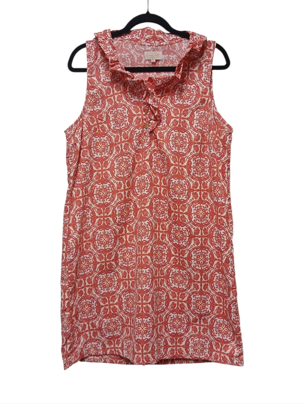 Mud Pie Women's Ruffle Tank Dress, Pink/White-Size Large 12-14